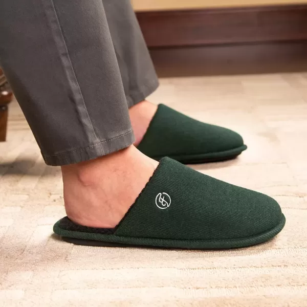 imageEverFoams Mens Cotton Knit Slippers Lightweight Memory Foam Indoor House Shoes with AntiSkid SoleViridian Green