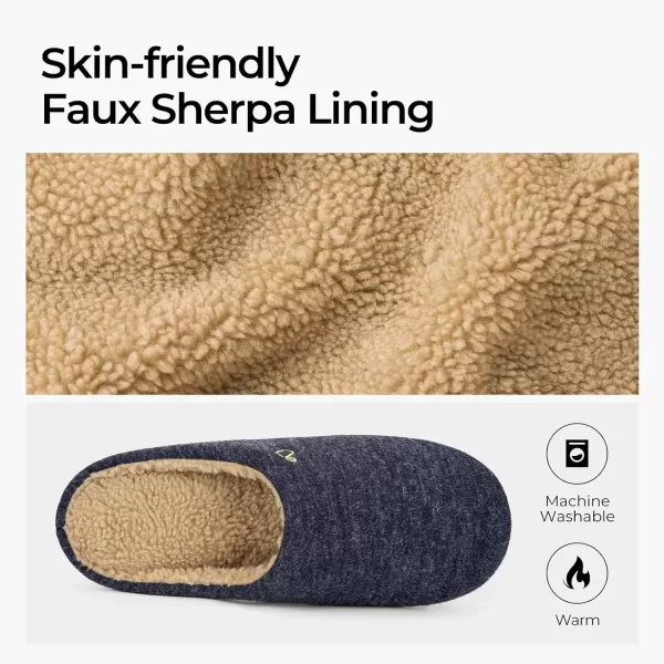 imageEverFoams Mens Knit Memory Foam Bedroom Indoor Outdoor Slip On House Slippers for Men Comfy Mens House Shoes