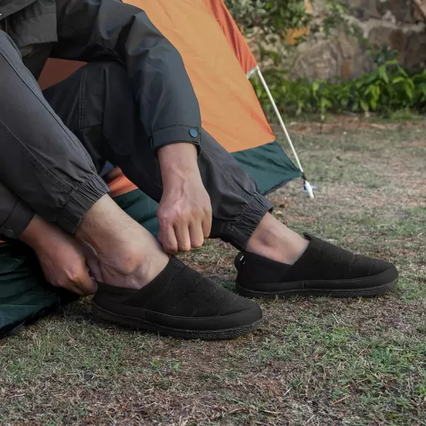 imageEverFoams Mens Quilted Slippers Soft Comfy Corduroy Closedback Indoor Outdoor Memory Foam House ShoesInk Black