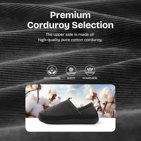 imageEverFoams Mens Quilted Slippers Soft Comfy Corduroy Closedback Indoor Outdoor Memory Foam House ShoesMisty Gray