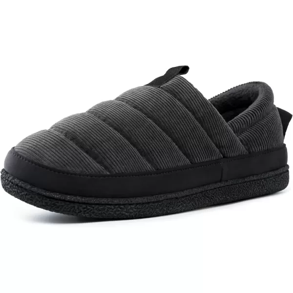 imageEverFoams Mens Quilted Slippers Soft Comfy Corduroy Closedback Indoor Outdoor Memory Foam House ShoesMisty Gray