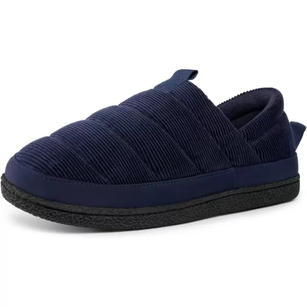 imageEverFoams Mens Quilted Slippers Soft Comfy Corduroy Closedback Indoor Outdoor Memory Foam House ShoesNavy Blue