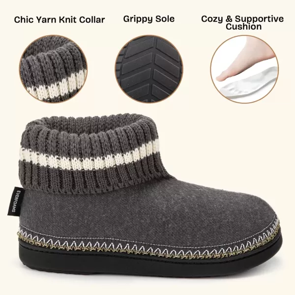 imageEverFoams Womens Bootie Slippers Nonslip Comfy Winter Indoor House Shoes with Knitted CollarGrey