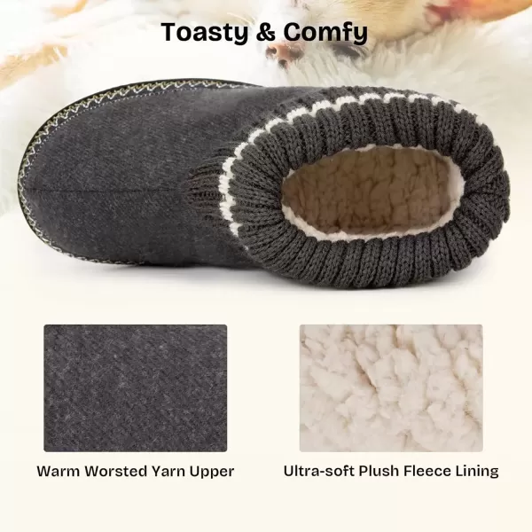 imageEverFoams Womens Bootie Slippers Nonslip Comfy Winter Indoor House Shoes with Knitted CollarGrey