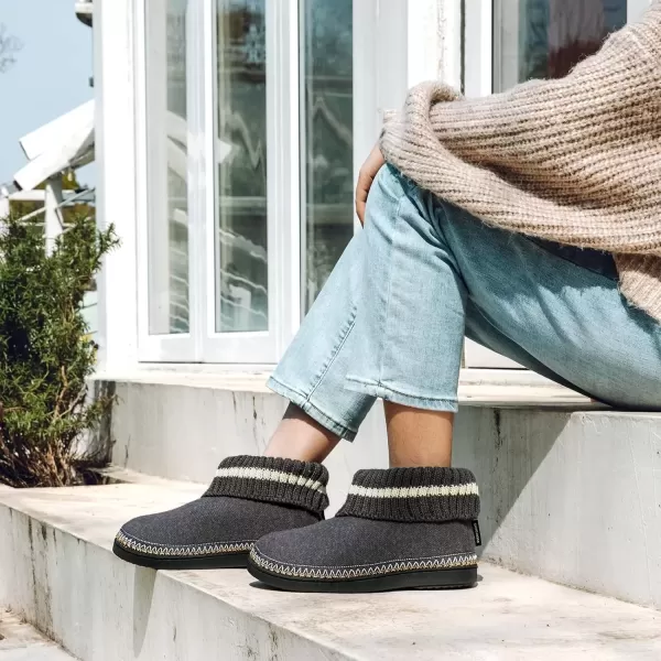 imageEverFoams Womens Bootie Slippers Nonslip Comfy Winter Indoor House Shoes with Knitted CollarGrey