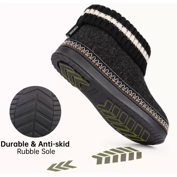 imageEverFoams Womens Bootie Slippers Nonslip Comfy Winter Indoor House Shoes with Knitted CollarMysterious Black