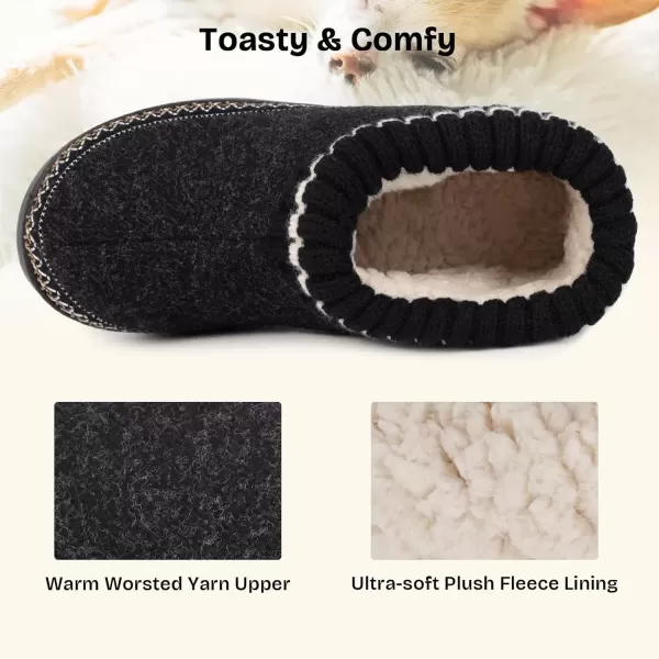 imageEverFoams Womens Bootie Slippers Nonslip Comfy Winter Indoor House Shoes with Knitted CollarMysterious Black