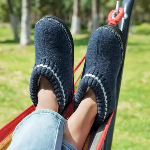 imageEverFoams Womens Bootie Slippers Nonslip Comfy Winter Indoor House Shoes with Knitted CollarNavy Blue