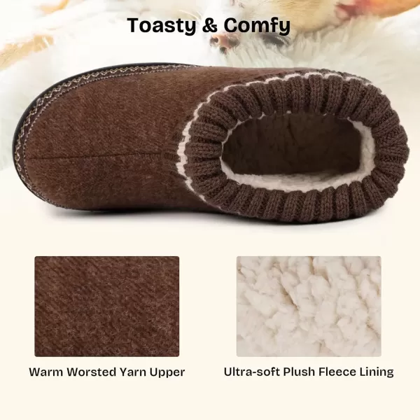 imageEverFoams Womens Bootie Slippers Nonslip Comfy Winter Indoor House Shoes with Knitted CollarNavy Brown