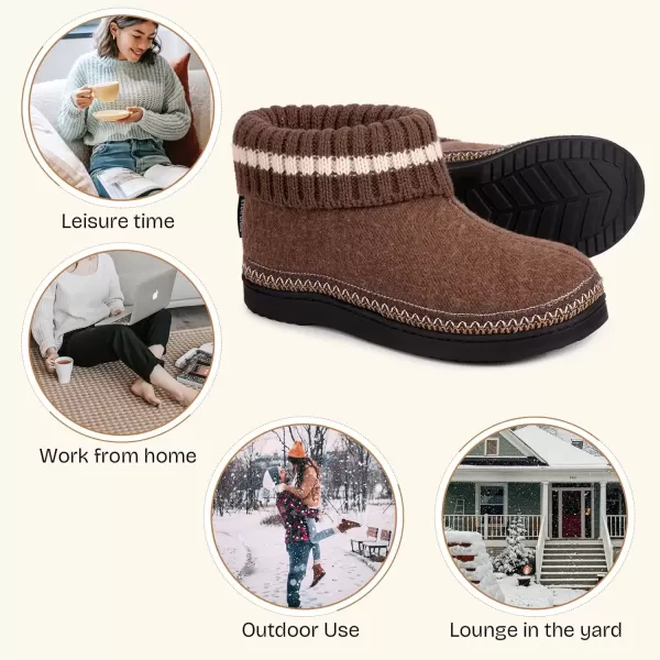 imageEverFoams Womens Bootie Slippers Nonslip Comfy Winter Indoor House Shoes with Knitted CollarNavy Brown