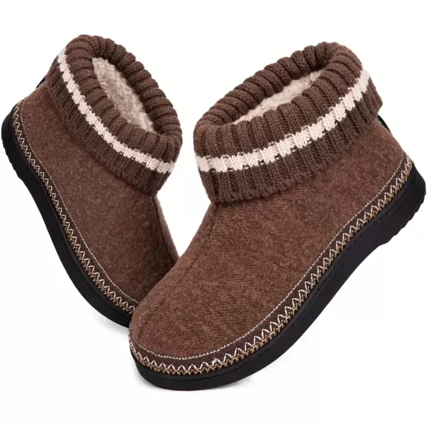 imageEverFoams Womens Bootie Slippers Nonslip Comfy Winter Indoor House Shoes with Knitted CollarNavy Brown
