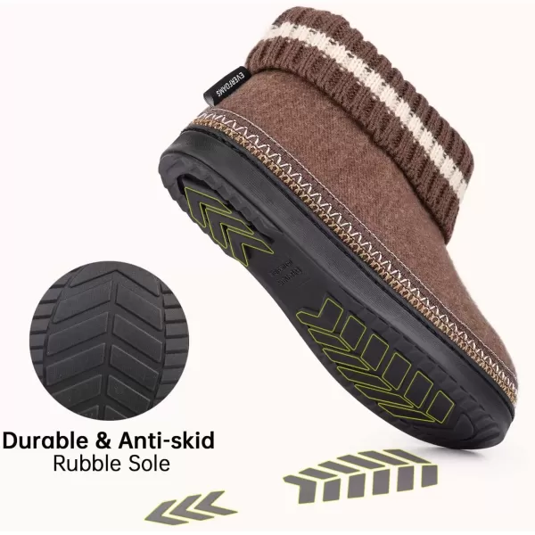 imageEverFoams Womens Bootie Slippers Nonslip Comfy Winter Indoor House Shoes with Knitted CollarNavy Brown