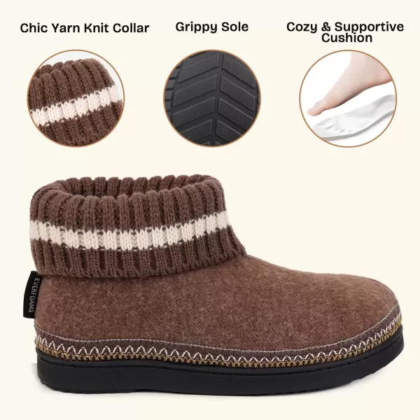 imageEverFoams Womens Bootie Slippers Nonslip Comfy Winter Indoor House Shoes with Knitted CollarNavy Brown
