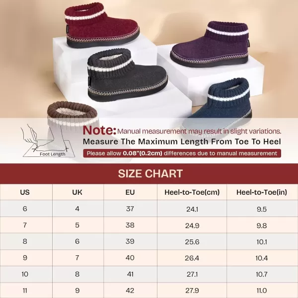 imageEverFoams Womens Bootie Slippers Nonslip Comfy Winter Indoor House Shoes with Knitted CollarNavy Brown