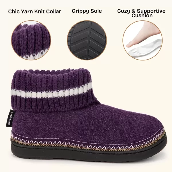 imageEverFoams Womens Bootie Slippers Nonslip Comfy Winter Indoor House Shoes with Knitted CollarPurple