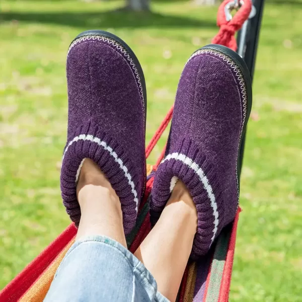 imageEverFoams Womens Bootie Slippers Nonslip Comfy Winter Indoor House Shoes with Knitted CollarPurple