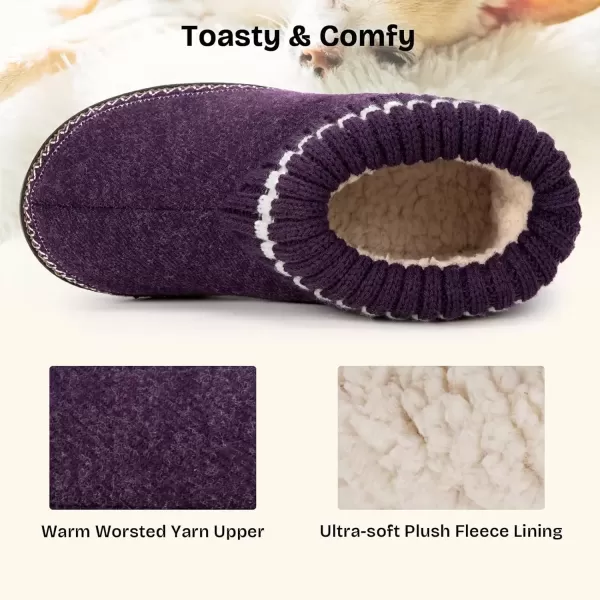 imageEverFoams Womens Bootie Slippers Nonslip Comfy Winter Indoor House Shoes with Knitted CollarPurple