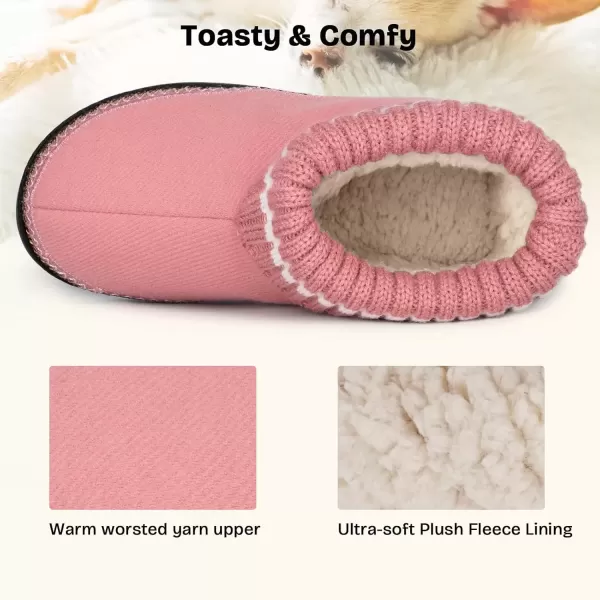 imageEverFoams Womens Bootie Slippers Nonslip Comfy Winter Indoor House Shoes with Knitted CollarTender Pink