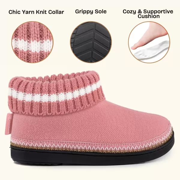 imageEverFoams Womens Bootie Slippers Nonslip Comfy Winter Indoor House Shoes with Knitted CollarTender Pink