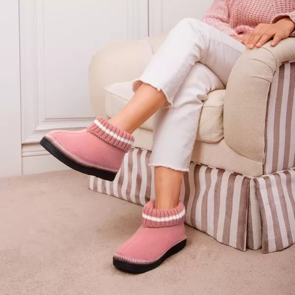 imageEverFoams Womens Bootie Slippers Nonslip Comfy Winter Indoor House Shoes with Knitted CollarTender Pink