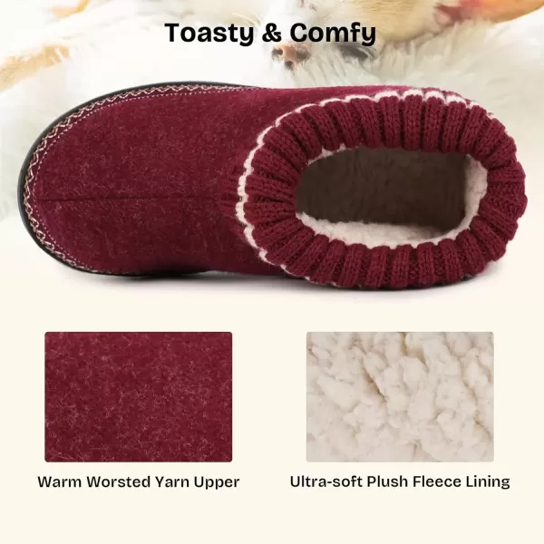 imageEverFoams Womens Bootie Slippers Nonslip Comfy Winter Indoor House Shoes with Knitted CollarWine Burgundy