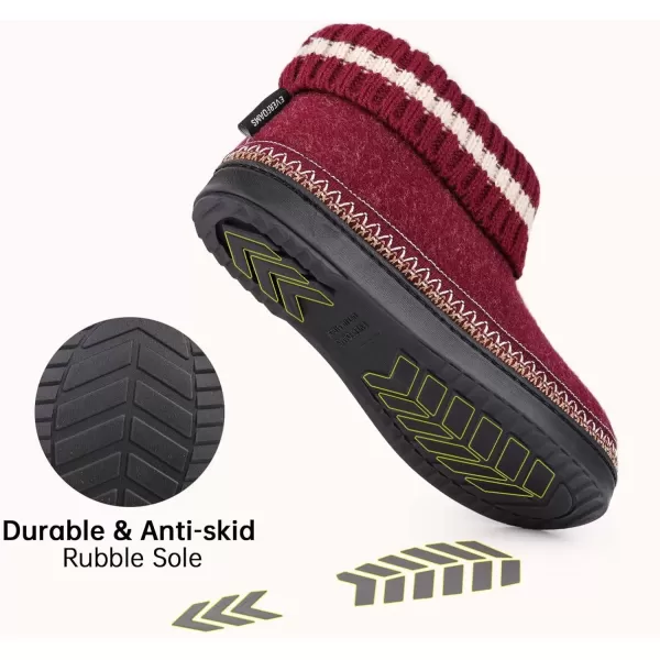 imageEverFoams Womens Bootie Slippers Nonslip Comfy Winter Indoor House Shoes with Knitted CollarWine Burgundy