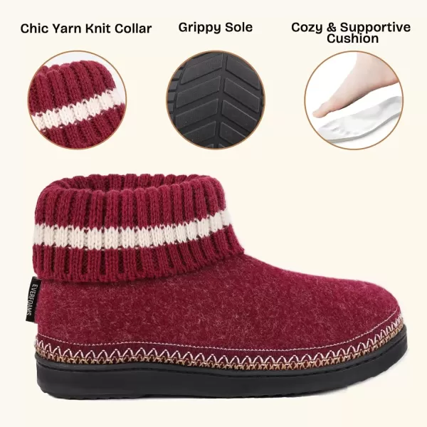 imageEverFoams Womens Bootie Slippers Nonslip Comfy Winter Indoor House Shoes with Knitted CollarWine Burgundy