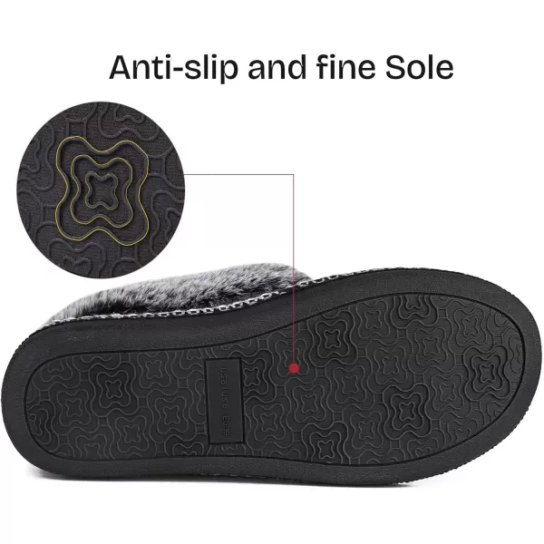imageEverFoams Womens Bootie Slippers Warm Soft Comfy Memory Foam Nonslip Indoor House Shoes with Fluffy CollarBlack