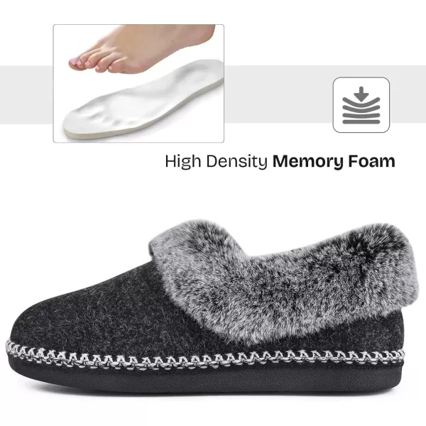 imageEverFoams Womens Bootie Slippers Warm Soft Comfy Memory Foam Nonslip Indoor House Shoes with Fluffy CollarBlack