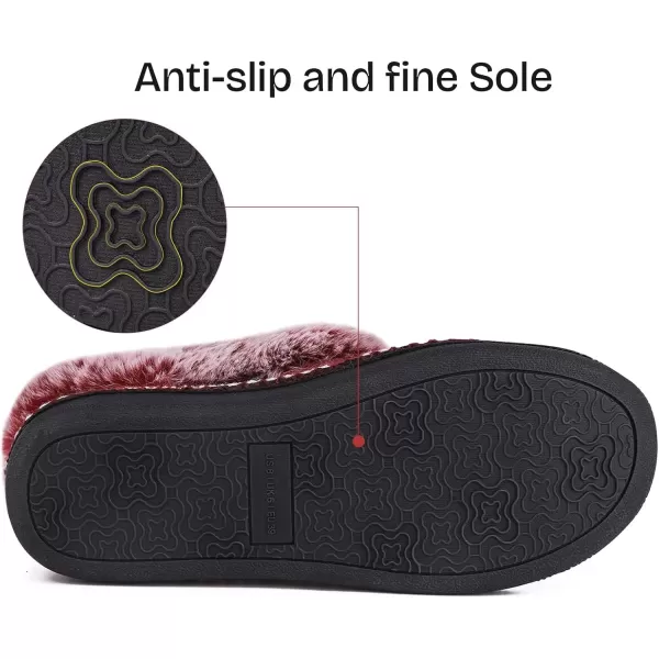 imageEverFoams Womens Bootie Slippers Warm Soft Comfy Memory Foam Nonslip Indoor House Shoes with Fluffy CollarBurgundy