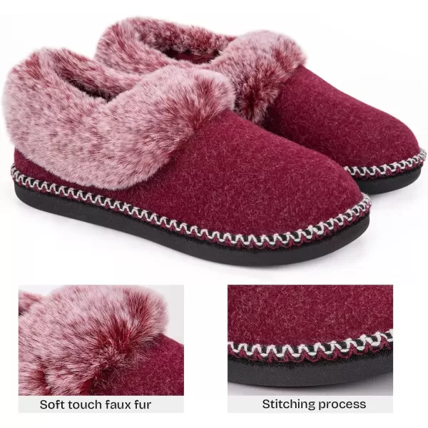 imageEverFoams Womens Bootie Slippers Warm Soft Comfy Memory Foam Nonslip Indoor House Shoes with Fluffy CollarBurgundy