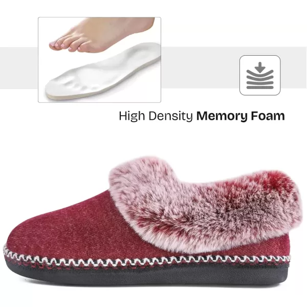 imageEverFoams Womens Bootie Slippers Warm Soft Comfy Memory Foam Nonslip Indoor House Shoes with Fluffy CollarBurgundy