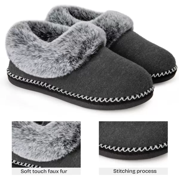 imageEverFoams Womens Bootie Slippers Warm Soft Comfy Memory Foam Nonslip Indoor House Shoes with Fluffy CollarGrey