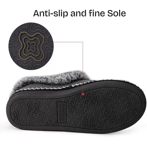 imageEverFoams Womens Bootie Slippers Warm Soft Comfy Memory Foam Nonslip Indoor House Shoes with Fluffy CollarGrey