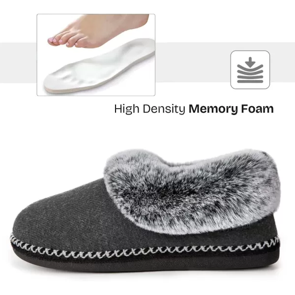 imageEverFoams Womens Bootie Slippers Warm Soft Comfy Memory Foam Nonslip Indoor House Shoes with Fluffy CollarGrey