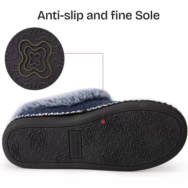 imageEverFoams Womens Bootie Slippers Warm Soft Comfy Memory Foam Nonslip Indoor House Shoes with Fluffy CollarNavy