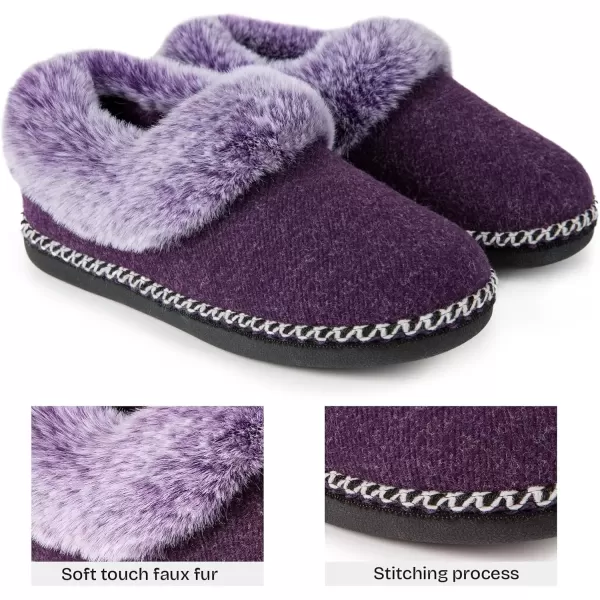 imageEverFoams Womens Bootie Slippers Warm Soft Comfy Memory Foam Nonslip Indoor House Shoes with Fluffy CollarPurple