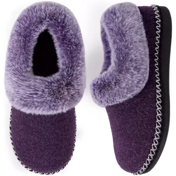 imageEverFoams Womens Bootie Slippers Warm Soft Comfy Memory Foam Nonslip Indoor House Shoes with Fluffy CollarPurple