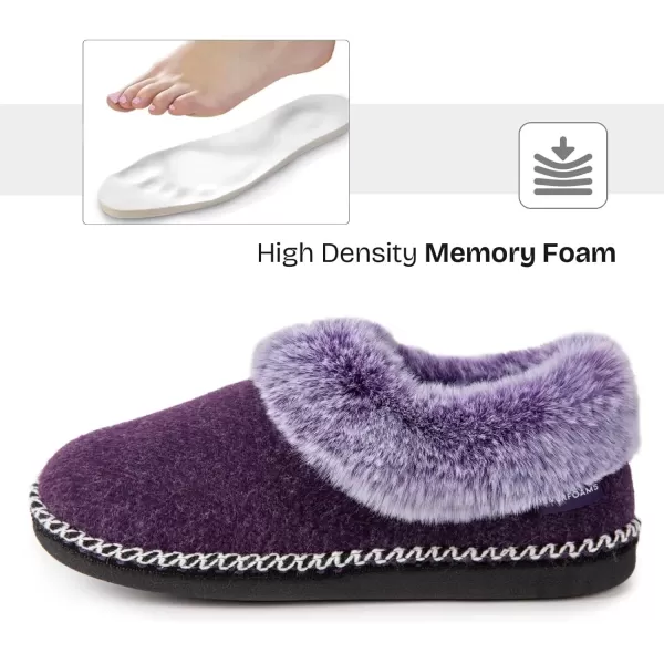 imageEverFoams Womens Bootie Slippers Warm Soft Comfy Memory Foam Nonslip Indoor House Shoes with Fluffy CollarPurple