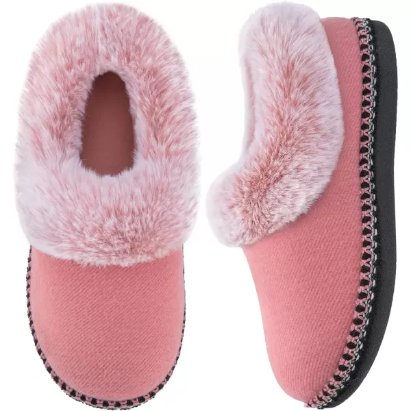 imageEverFoams Womens Bootie Slippers Warm Soft Comfy Memory Foam Nonslip Indoor House Shoes with Fluffy CollarRose Pink