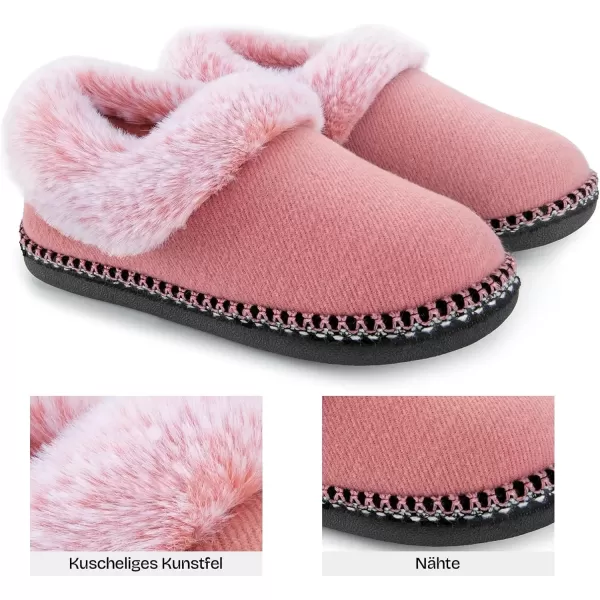 imageEverFoams Womens Bootie Slippers Warm Soft Comfy Memory Foam Nonslip Indoor House Shoes with Fluffy CollarRose Pink