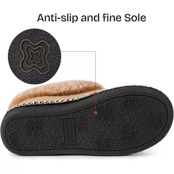imageEverFoams Womens Bootie Slippers Warm Soft Comfy Memory Foam Nonslip Indoor House Shoes with Fluffy CollarTan