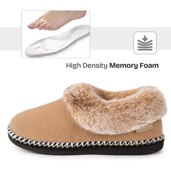 imageEverFoams Womens Bootie Slippers Warm Soft Comfy Memory Foam Nonslip Indoor House Shoes with Fluffy CollarTan