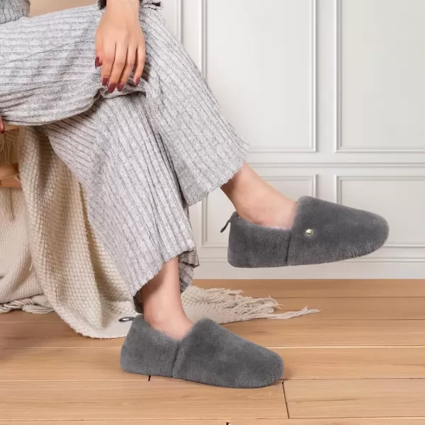 imageEverFoams Womens Closedback Slippers Fuzzy Faux Wool Soft Lightweight Nonslip House ShoesAsh Gray