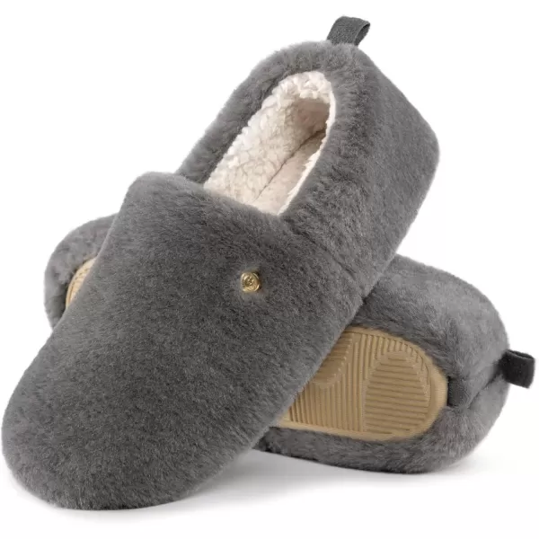 imageEverFoams Womens Closedback Slippers Fuzzy Faux Wool Soft Lightweight Nonslip House ShoesAsh Gray