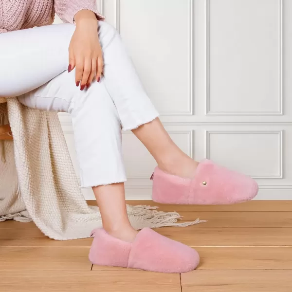 imageEverFoams Womens Closedback Slippers Fuzzy Faux Wool Soft Lightweight Nonslip House ShoesBaby Pink