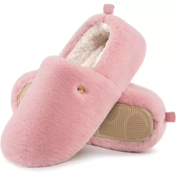 imageEverFoams Womens Closedback Slippers Fuzzy Faux Wool Soft Lightweight Nonslip House ShoesBaby Pink