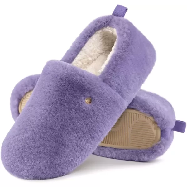imageEverFoams Womens Closedback Slippers Fuzzy Faux Wool Soft Lightweight Nonslip House ShoesLight Purple