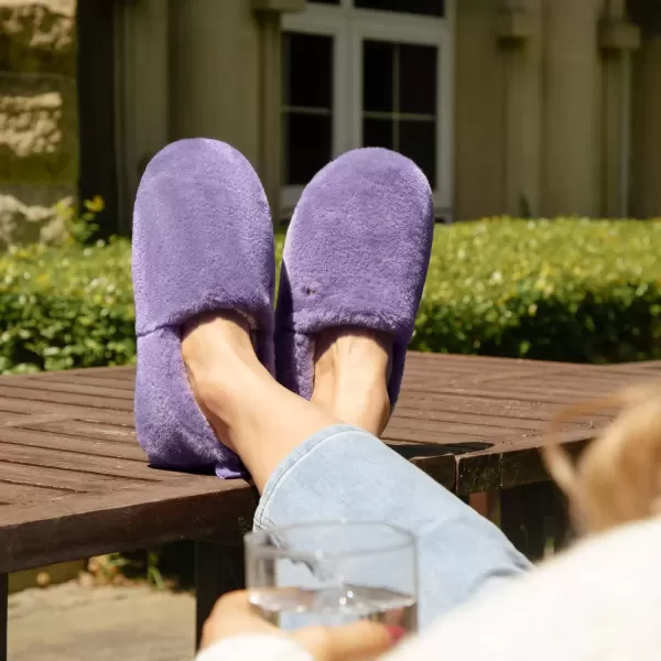 imageEverFoams Womens Closedback Slippers Fuzzy Faux Wool Soft Lightweight Nonslip House ShoesLight Purple