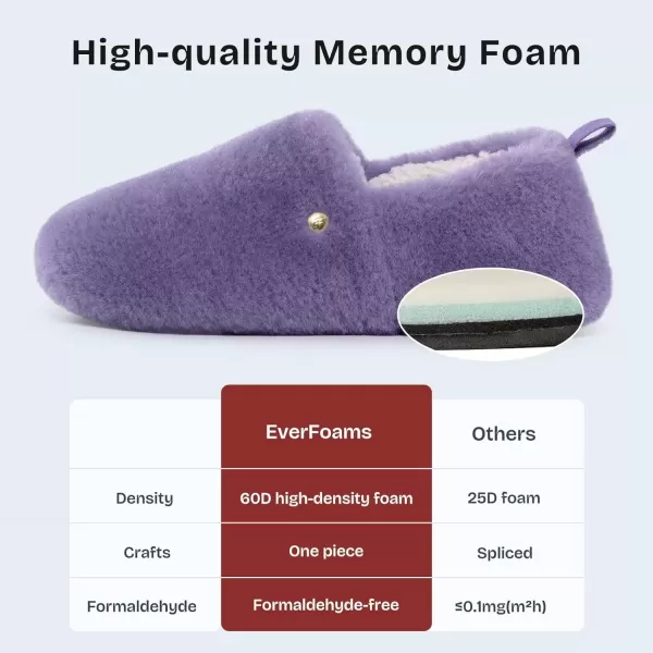 imageEverFoams Womens Closedback Slippers Fuzzy Faux Wool Soft Lightweight Nonslip House ShoesLight Purple